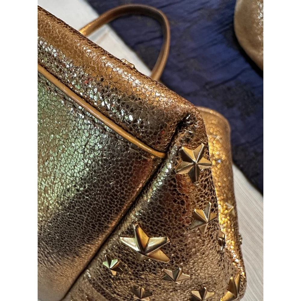 Jimmy Choo Gold/Tan Star Studded Leather Tote Bag - Picture 10 of 13